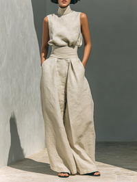 GRAZIA | Completo in lino con pantalone ampio